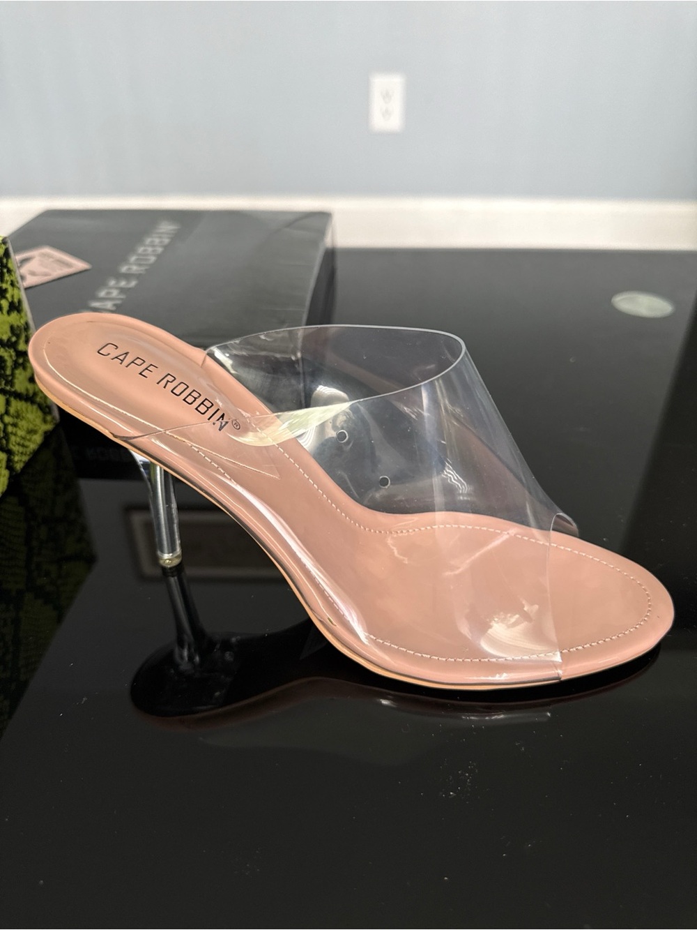 Cape Robbin Nude Clear Strap Stiletto Heels
